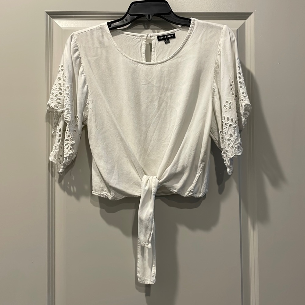 Front tie cropped white top from Style Envy (L)